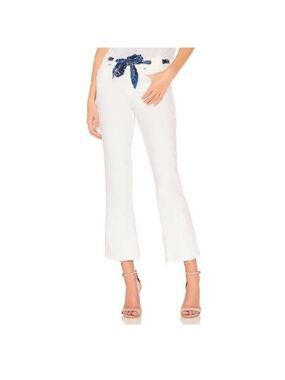 FREE PEOPLE Belt Our Crop Bootcut Jeans In Ivory